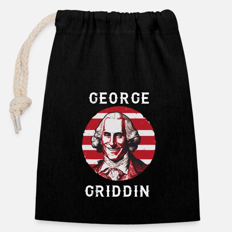 George Washington Griddy George | GEORGE GRIDDIN - Sac cadeau en coton avec cordon (14 x 20 cm) - noir