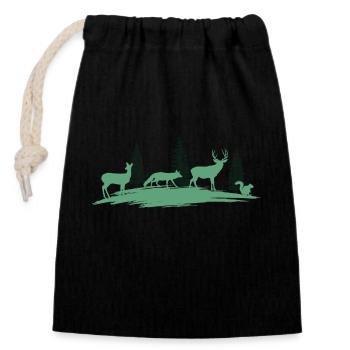 Wild Tiere Natur Schutz - Verschließbarer Geschenkbeutel aus Baumwolle (14x20cm) - Schwarz - Vorne