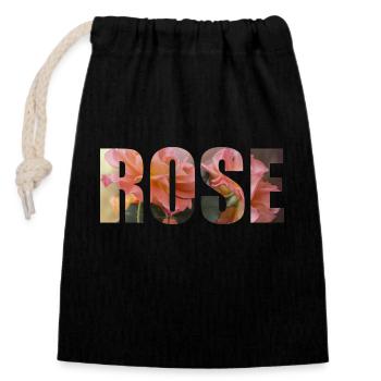 Rose - romantisches Design - Verschließbarer Geschenkbeutel aus Baumwolle (14x20cm) - Schwarz - Vorne