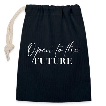 Ouvert sur l’avenir - Sac cadeau en coton avec cordon (14 x 20 cm) - bleu marine - Devant