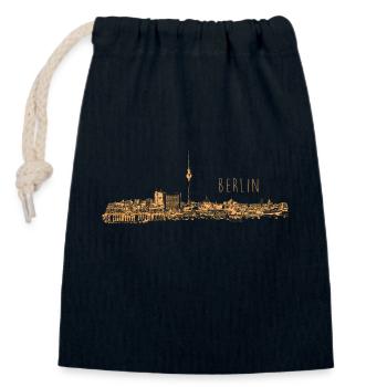 Berlin allemagne techno rave musique party voyage - Sac cadeau en coton avec cordon (14 x 20 cm) - bleu marine - Devant
