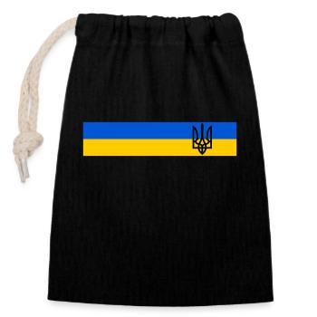 UKRAINE Sportive - Sac cadeau en coton avec cordon (14 x 20 cm) - noir - Devant