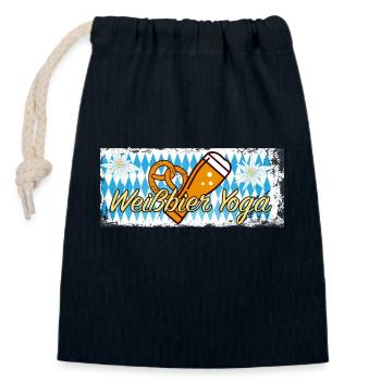 Bier - Weißbier Yoga Retro Vintage Sonnenuntergang - Verschließbarer Geschenkbeutel aus Baumwolle (14x20cm) - Navy - Vorne