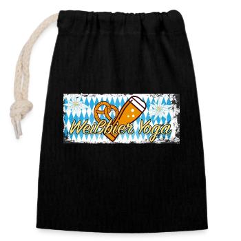 Bier - Weißbier Yoga Retro Vintage Sonnenuntergang - Verschließbarer Geschenkbeutel aus Baumwolle (14x20cm) - Schwarz - Vorne