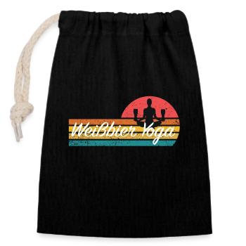 Bier - Weißbier Yoga Retro Vintage Sonnenuntergang - Verschließbarer Geschenkbeutel aus Baumwolle (14x20cm) - Schwarz - Vorne