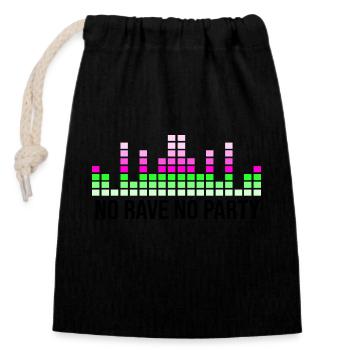 Kein Rave, keine Party - Verschließbarer Geschenkbeutel aus Baumwolle (14x20cm) - Schwarz - Vorne