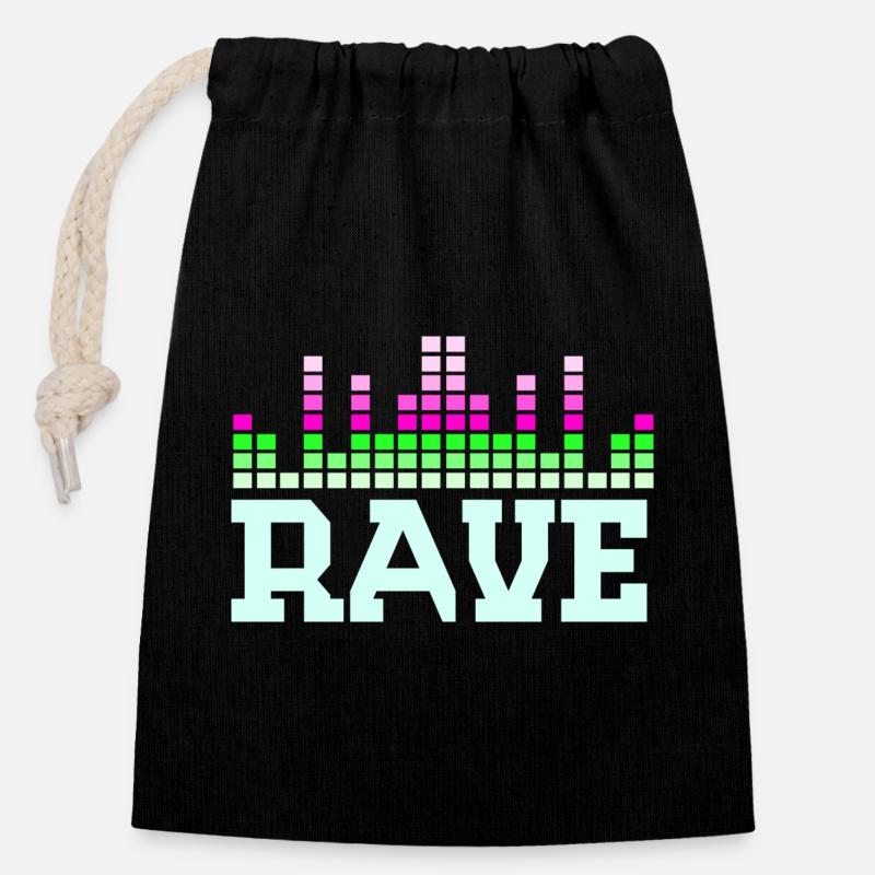 Rave quotes - Closable cotton gift bag (14x20cm) - black