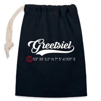 Greetsiel Koordinaten - Verschließbarer Geschenkbeutel aus Baumwolle (14x20cm) - Navy - Vorne