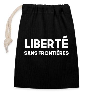 "Total Freedom T-Shirt" - Closable cotton gift bag (14x20cm) - black - Front