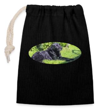 labrador - Closable cotton gift bag (14x20cm) - black - Front