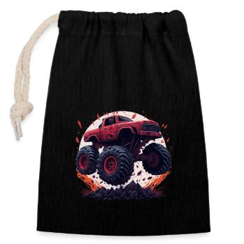 Monster truck - Closable cotton gift bag (14x20cm) - black - Front