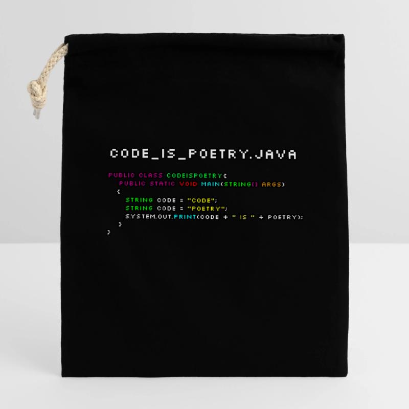 Le code est poetry.java Sac cadeau en coton avec cordon (14 x 20 cm)