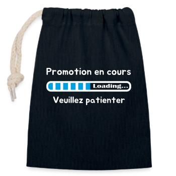 Promotion en cours veuillez patienter design drôle - Sac cadeau en coton avec cordon (14 x 20 cm) - bleu marine - Devant
