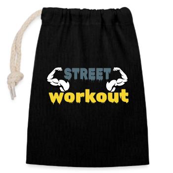 Street Workout - Closable cotton gift bag (14x20cm) - black - Front