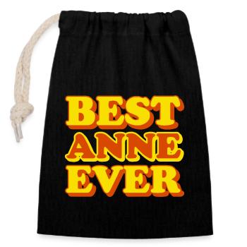 Anne First Name Funny Gift - Closable cotton gift bag (14x20cm) - black - Front