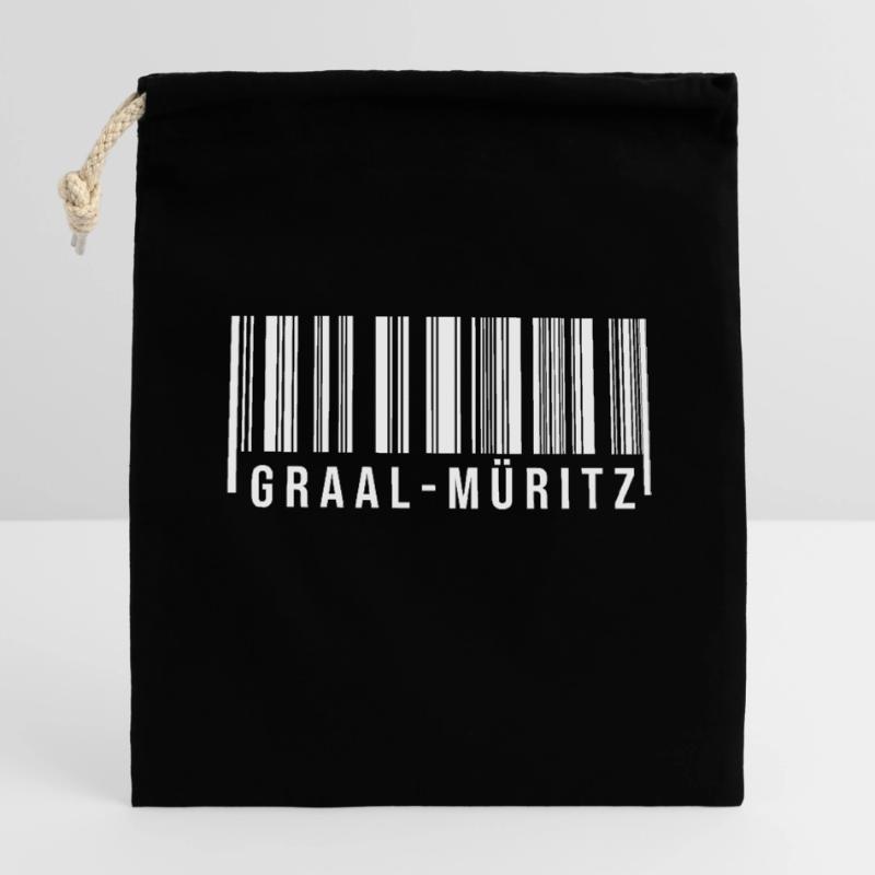 Graal Müritz Strichcode Verschließbarer Geschenkbeutel aus Baumwolle (14x20cm)