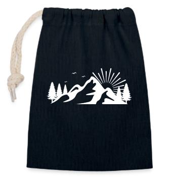 Les montagnes dans la forêt avec coucher de soleil En plein air - Sac cadeau en coton avec cordon (14 x 20 cm) - bleu marine - Devant
