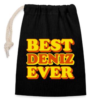 Deniz First Name Funny Gift - Closable cotton gift bag (14x20cm) - black - Front