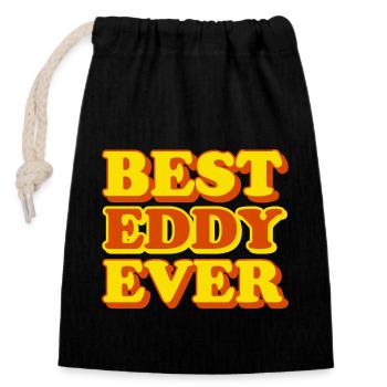 Eddy First Name Funny Gift - Closable cotton gift bag (14x20cm) - black - Front