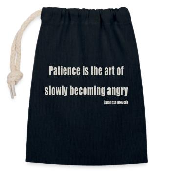 Patience - Closable cotton gift bag (14x20cm) - navy - Front