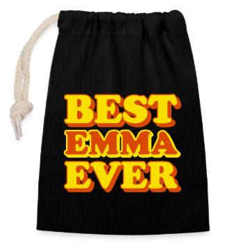 Emma First Name Funny Gift - Closable cotton gift bag (14x20cm) - black - Front