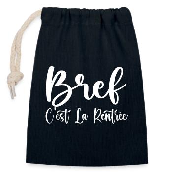 Bref C'est La Rentrée - Sac cadeau en coton avec cordon (14 x 20 cm) - bleu marine - Devant