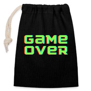 Game over - Verschließbarer Geschenkbeutel aus Baumwolle (14x20cm) - Schwarz - Vorne