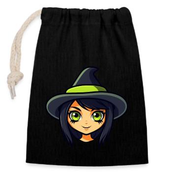 Cute Halloween Witch - Closable cotton gift bag (14x20cm) - black - Front