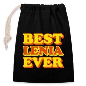 Lenia First Name Funny Gift - Closable cotton gift bag (14x20cm) - black - Front