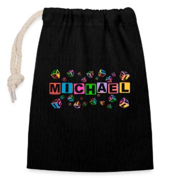 MICHAEL colourful cubes - Verschließbarer Geschenkbeutel aus Baumwolle (14x20cm) - Schwarz - Vorne