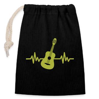 Heartbeat Guitar - Rock 'n' Roll Punk Band Metal - Sac cadeau en coton avec cordon (14 x 20 cm) - noir - Devant