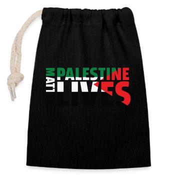Palestine - Sac cadeau en coton avec cordon (14 x 20 cm) - noir - Devant