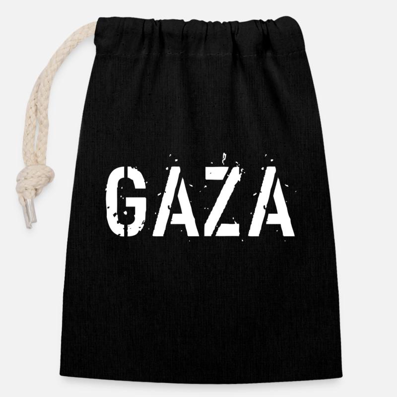 GAZA - Closable cotton gift bag (14x20cm) - black