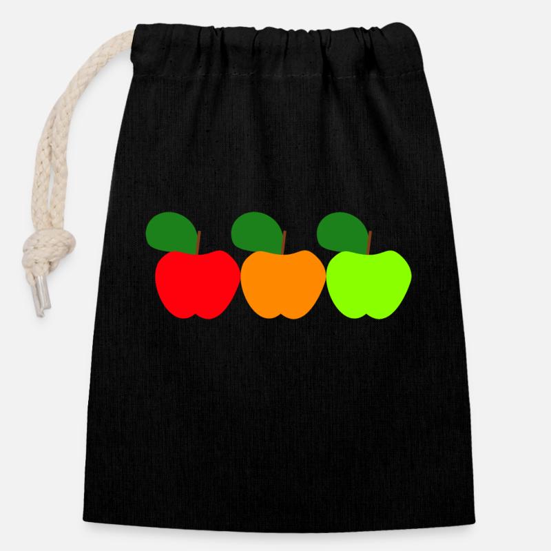Three apples - Closable cotton gift bag (14x20cm) - black