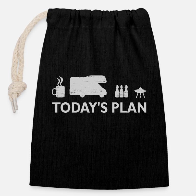 Today's plan: go camping - Closable cotton gift bag (14x20cm) - black