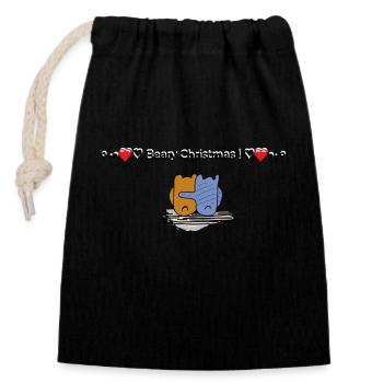 Beary Happy Christmas - Closable cotton gift bag (14x20cm) - black - Front
