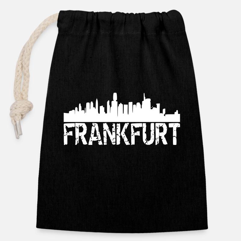 Frankfurt - Verschließbarer Geschenkbeutel aus Baumwolle (14x20cm) - Schwarz