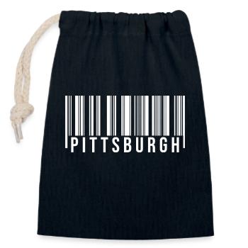 Code-barres Pittsburgh - Sac cadeau en coton avec cordon (14 x 20 cm) - bleu marine - Devant