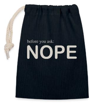 before you ask - Closable cotton gift bag (14x20cm) - navy - Front