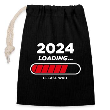 2024 Wird geladen - Verschließbarer Geschenkbeutel aus Baumwolle (14x20cm) - Schwarz - Vorne
