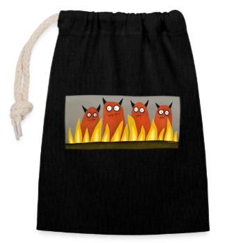 Quatre diables - Sac cadeau en coton avec cordon (14 x 20 cm) - noir - Devant