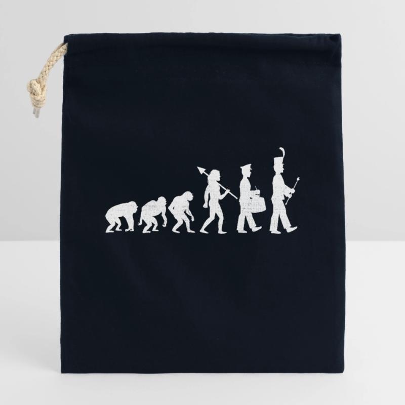 Marching Band Evolution Instruments de marche drôles Sac cadeau en coton avec cordon (14 x 20 cm)