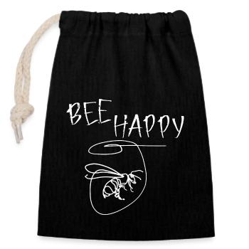 Abeille abstraite heureuse - Sac cadeau en coton avec cordon (14 x 20 cm) - noir - Devant