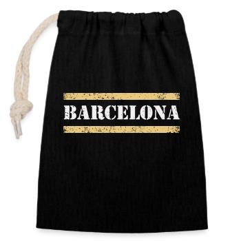 Barcelona - Closable cotton gift bag (14x20cm) - black - Front