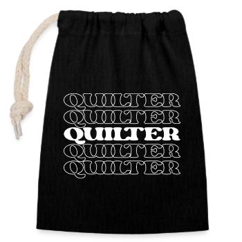 Quilter Needleworker Quilt Maker Quilt Expert - Sac cadeau en coton avec cordon (14 x 20 cm) - noir - Devant