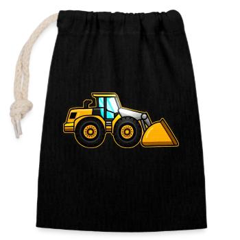 Chargeuse sur pneus jaune - Sac cadeau en coton avec cordon (14 x 20 cm) - noir - Devant