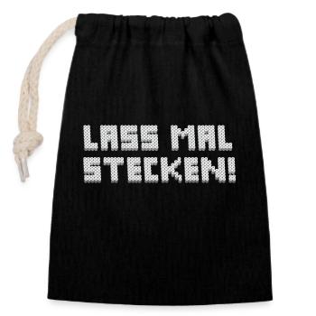 Bügelperlen Motiv "Lass mal stecken" (weiß) - Verschließbarer Geschenkbeutel aus Baumwolle (14x20cm) - Schwarz - Vorne