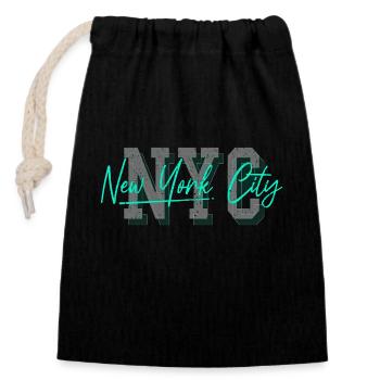 New York USA America Travel Tourist Patriot - Closable cotton gift bag (14x20cm) - black - Front