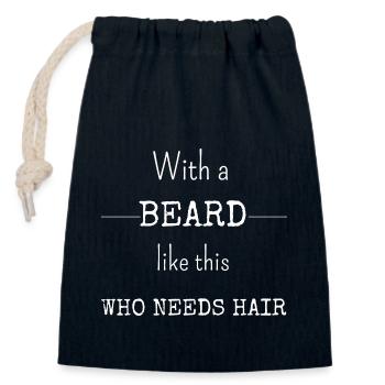 Beard, no hair - Verschließbarer Geschenkbeutel aus Baumwolle (14x20cm) - Navy - Vorne