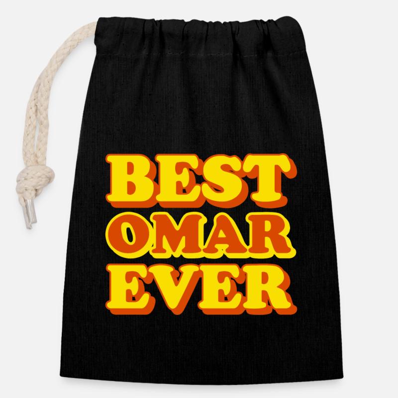 Omar Prénom Drôle Cadeau - Sac cadeau en coton avec cordon (14 x 20 cm) - noir